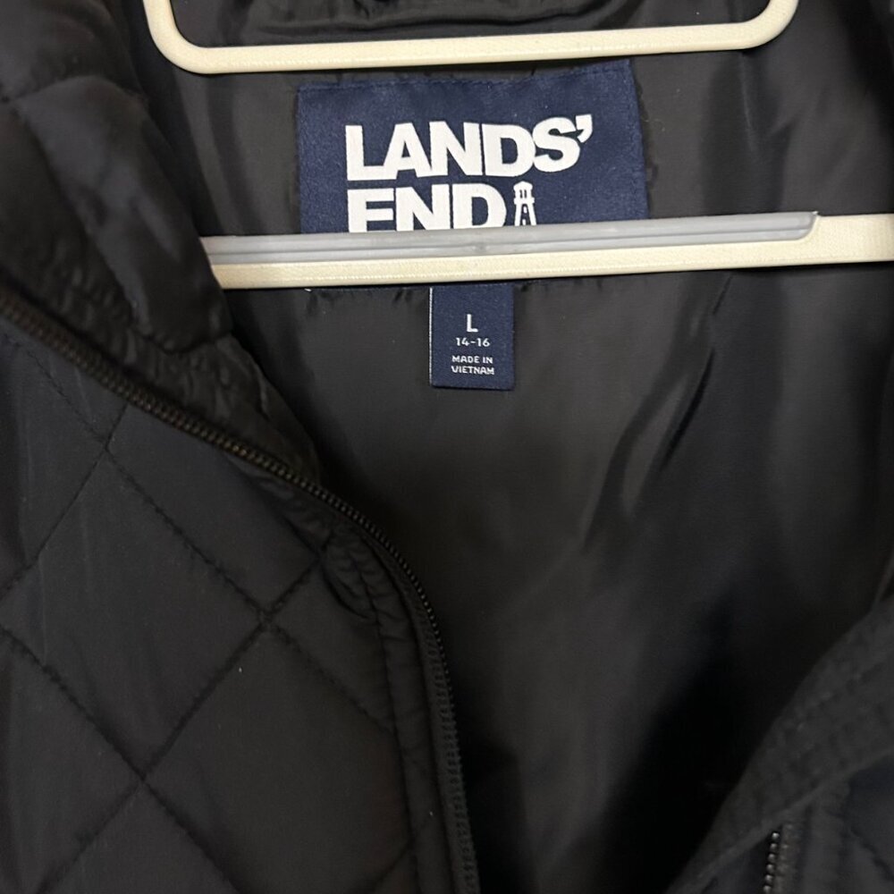 Lands‎ End Quilted Zip Front Vest In Black Size Large - Picture 5 of 6